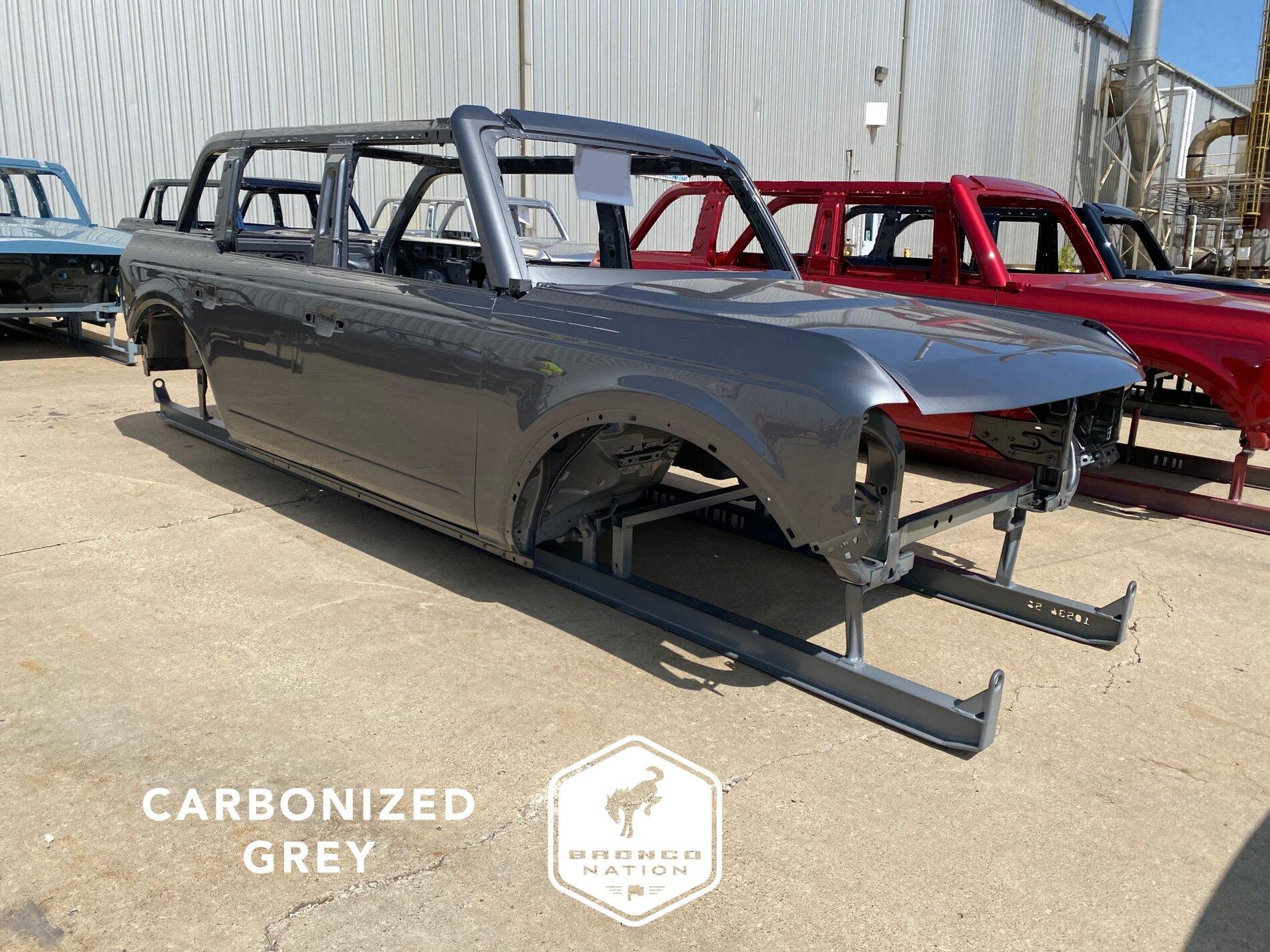 Ford Bronco Carbonized Gray Paint Thread 2021 Bronco Carbonized Gray painted body sample
