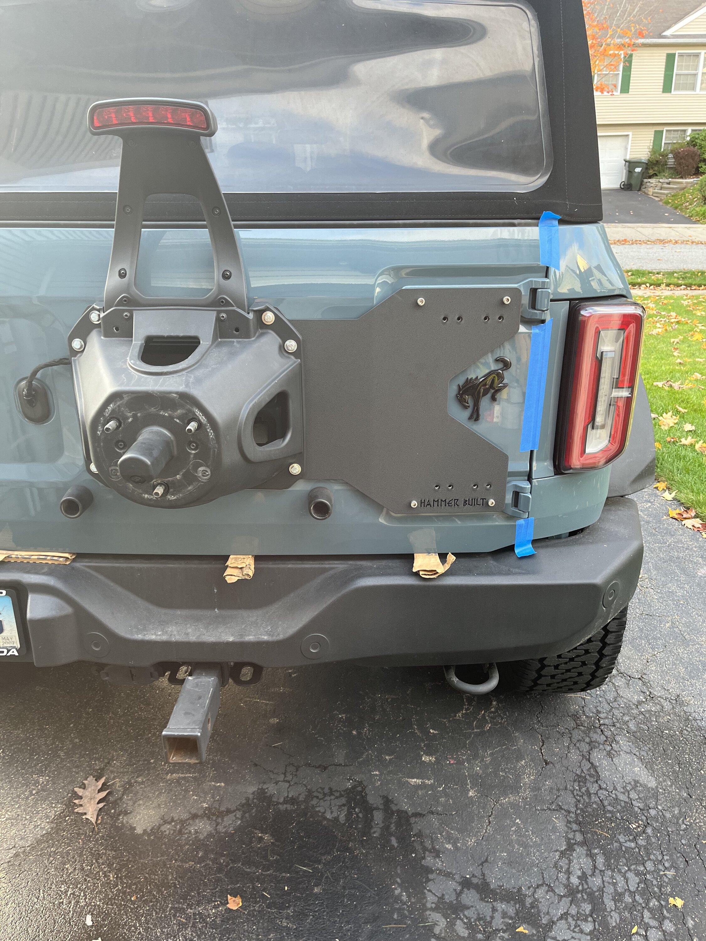 Ford Bronco Raptor Tailgate Hinges installed with Hammerbilt Bracket IMG_5521