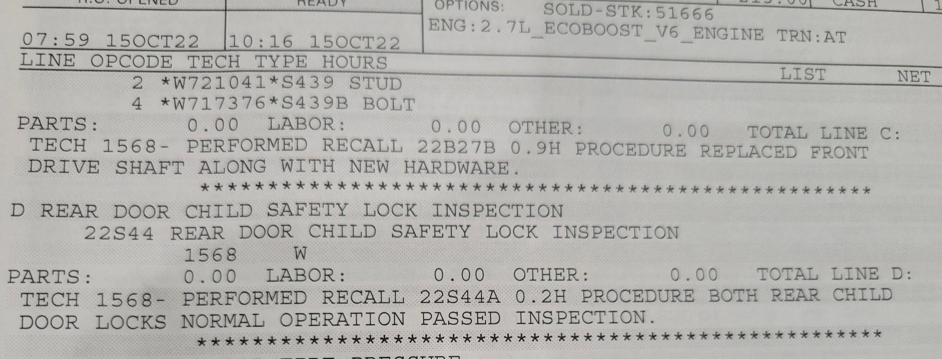 Ford Bronco INCOMING: Driveshaft Recall (Customer Satisfaction Program 22B27) - replacement needed to avoid cracked boot 20221015_121357