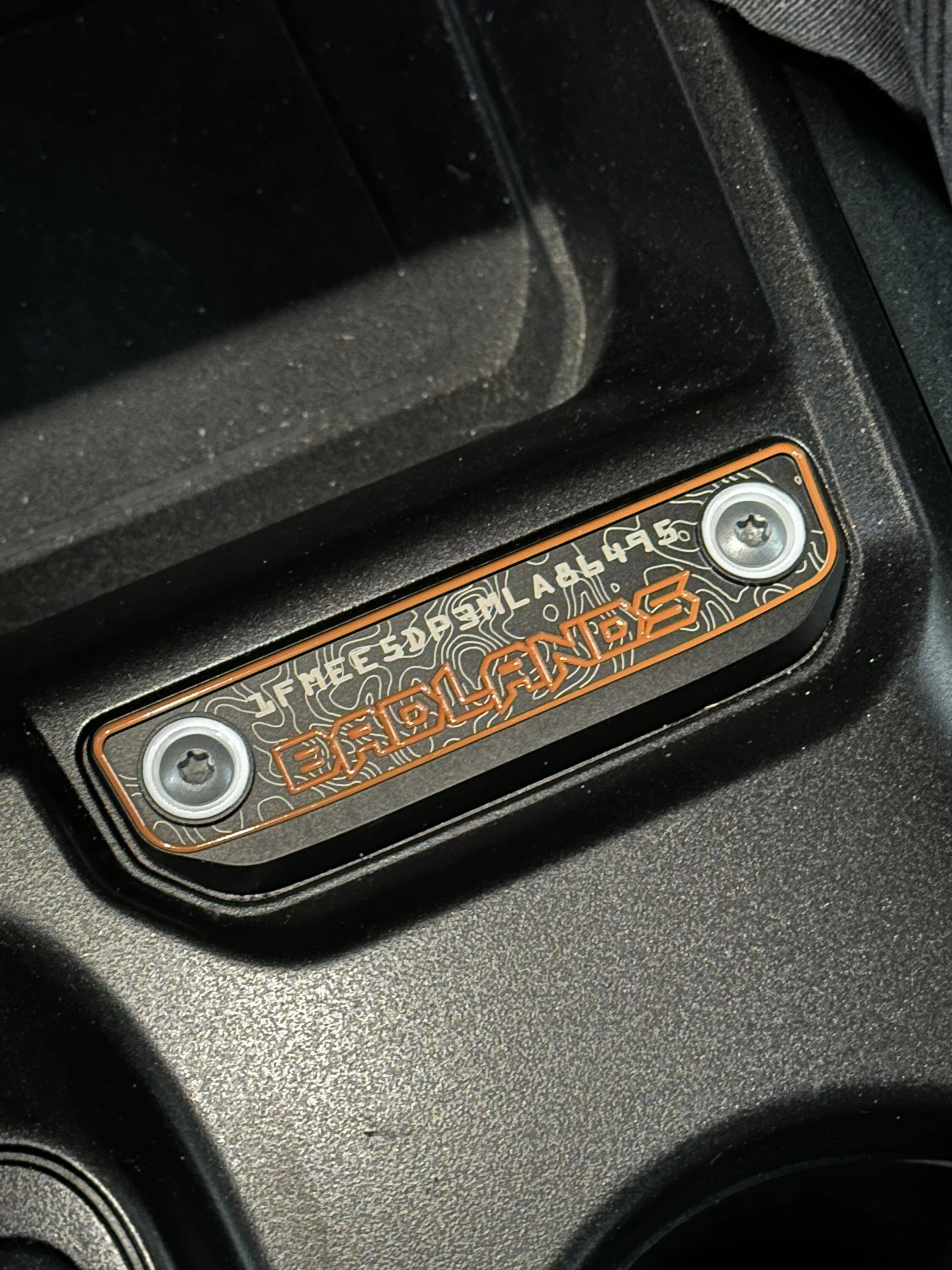 Ford Bronco AR | BADLANDS Center Console VIN Plate E712B20D-C439-4A5D-BD25-57A17DC0E91D