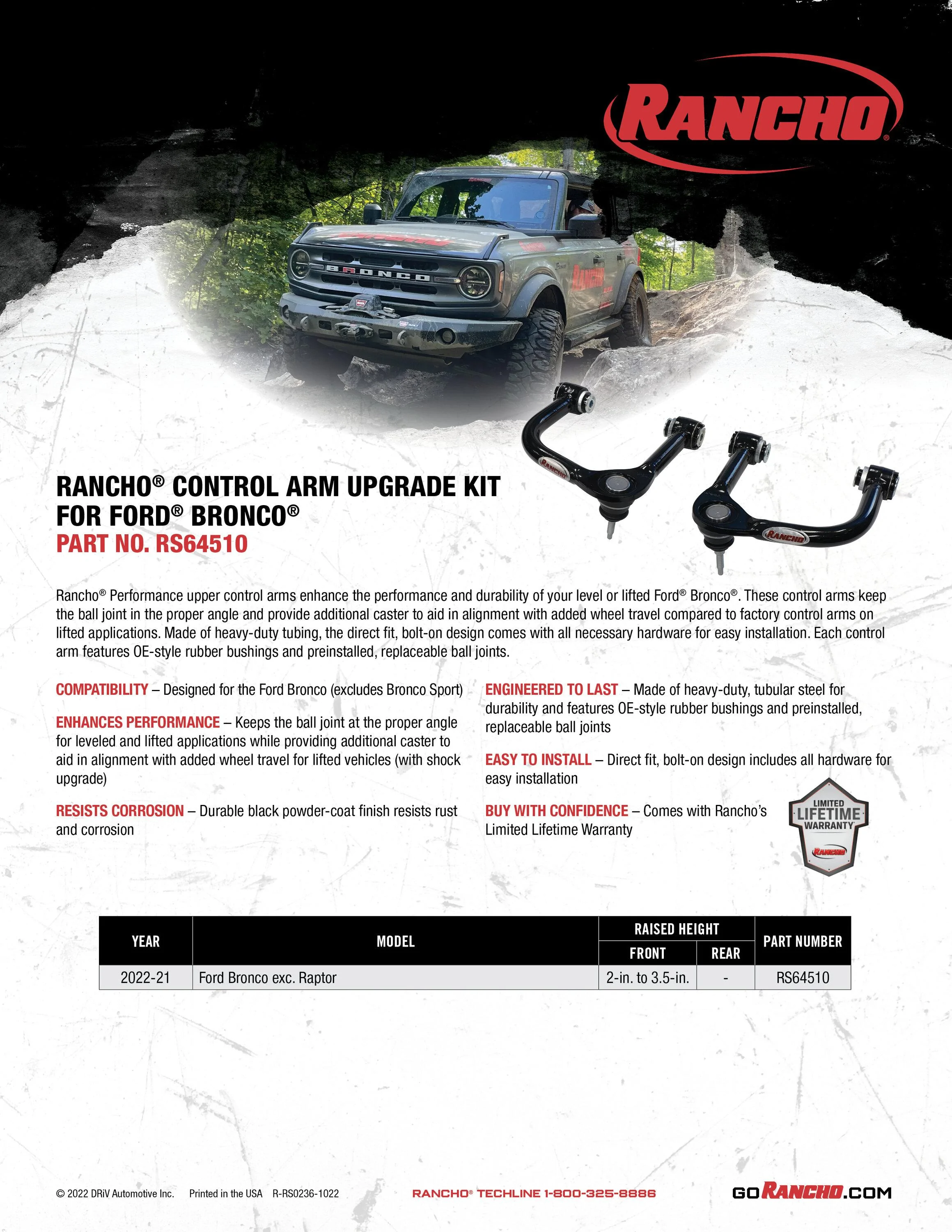Ford Bronco New upper control arm! Bronco UpperControlArms_RS64510_Sell_101122