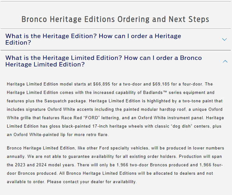 Ford Bronco Heritage Limited Edition Order Cancelled 1666642613986