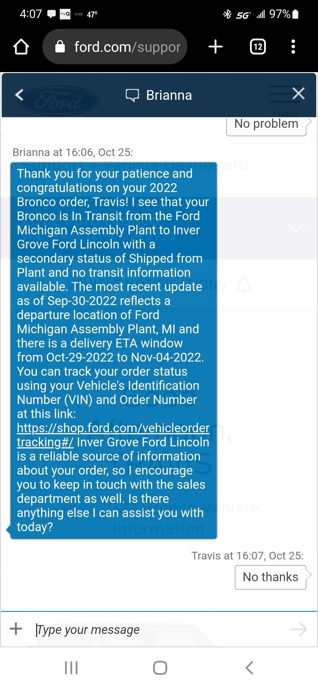Ford Bronco 9/19/22 Build Week Screenshot_20221025-160716_Chrom