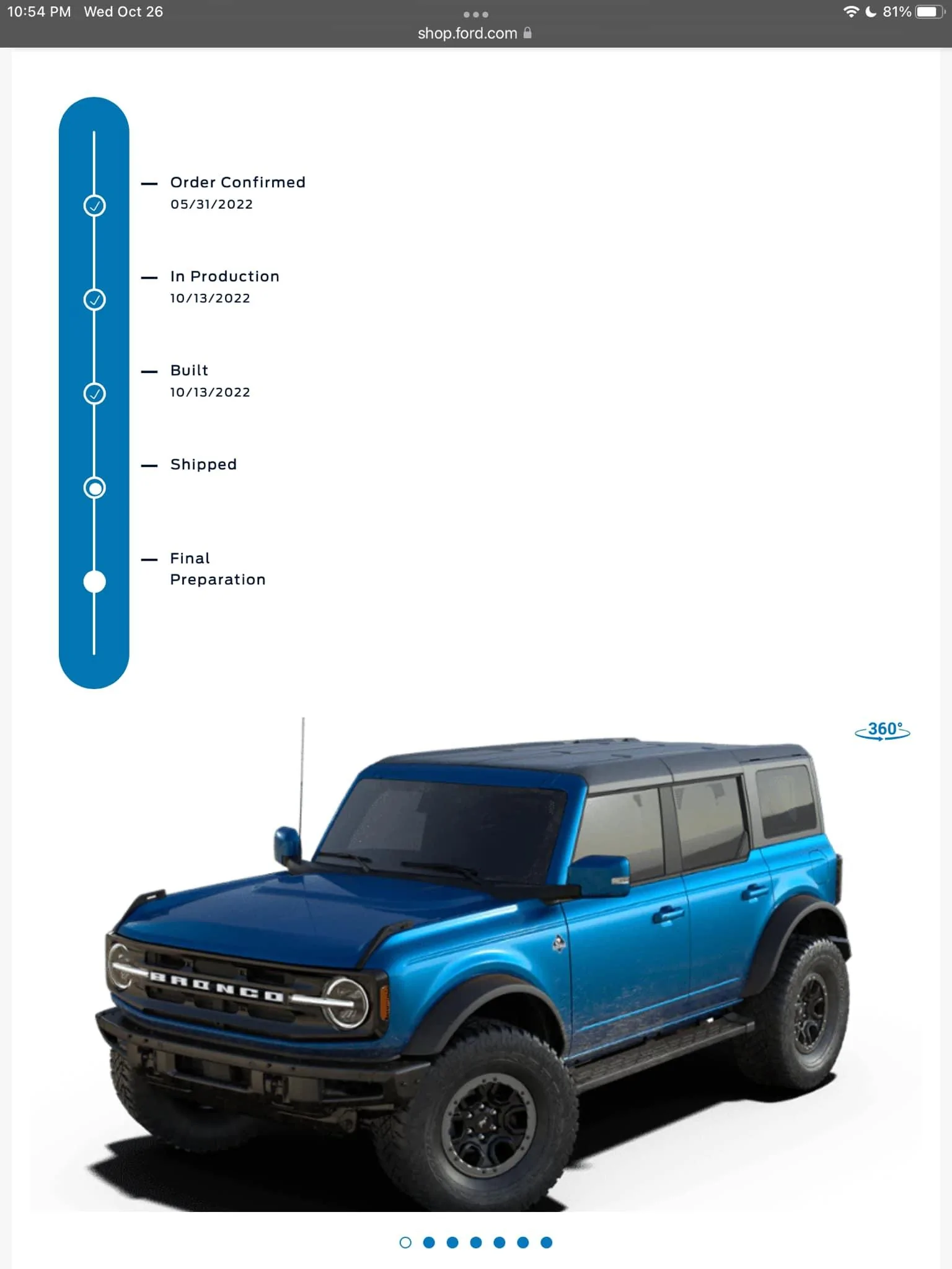 Ford Bronco 9/26/2022 Build Week Thread with Spreadsheet Bronco shiped