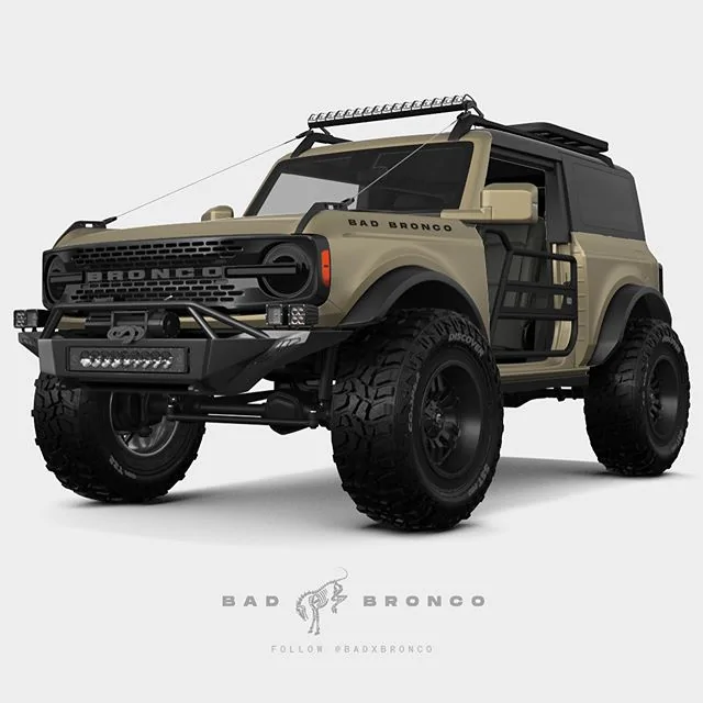 Ford Bronco Matte Tan Bronco rendering 2021-Ford-Bronco-Rendering-Custom-Matte-Tan-Exterior-002-Front-Three-Quarters
