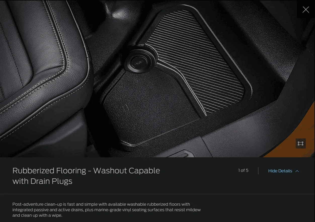 Ford Bronco Six Passive Drains Rubberized Flooring