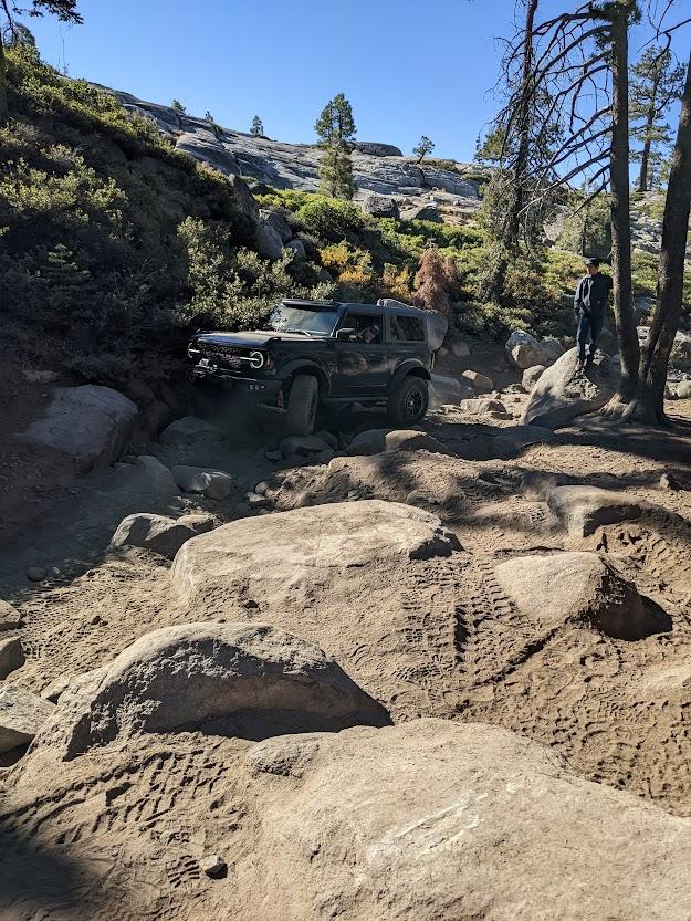 Ford Bronco Group of Broncos on Rubicon Trail Loon Lake to Little Sluice PXL_20221030_180203716