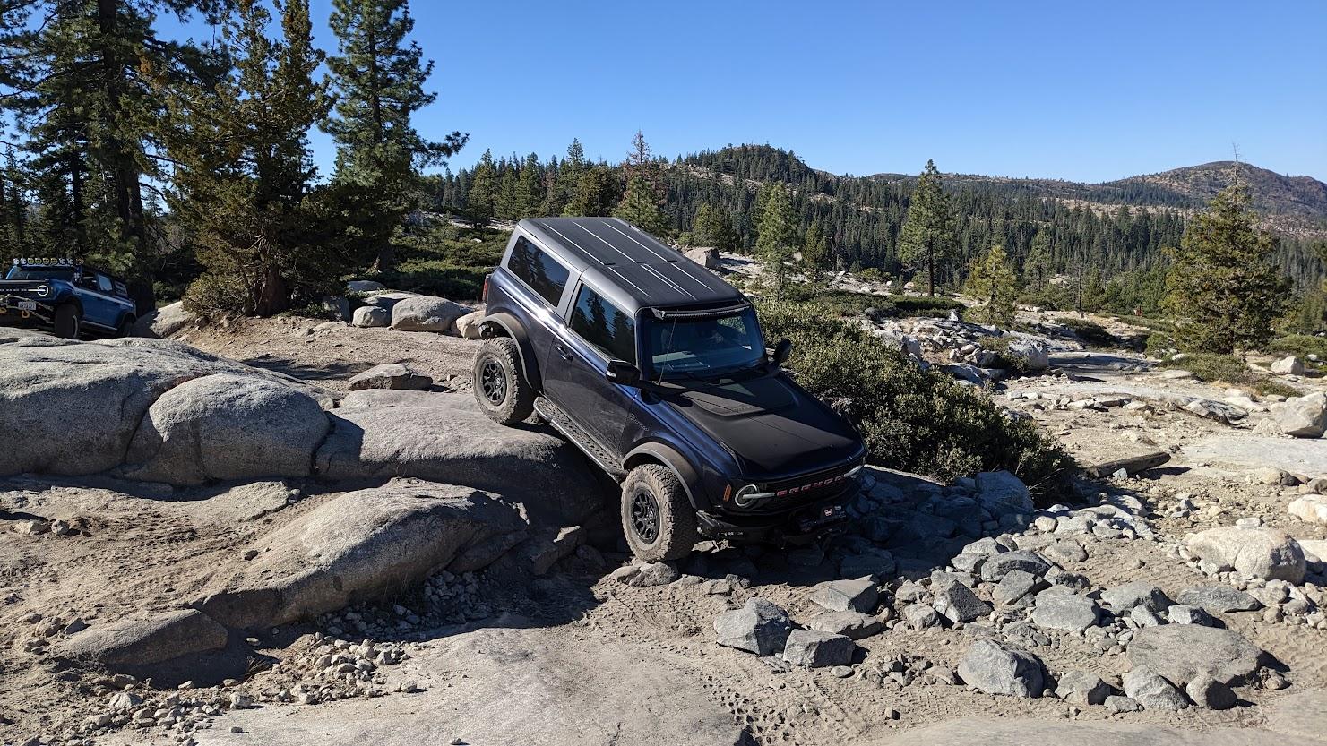 Ford Bronco Group of Broncos on Rubicon Trail Loon Lake to Little Sluice PXL_20221030_182045781