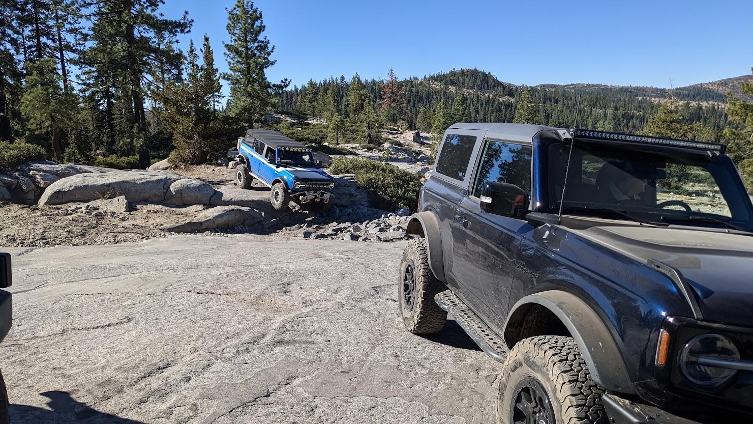 Ford Bronco Group of Broncos on Rubicon Trail Loon Lake to Little Sluice PXL_20221030_182124611