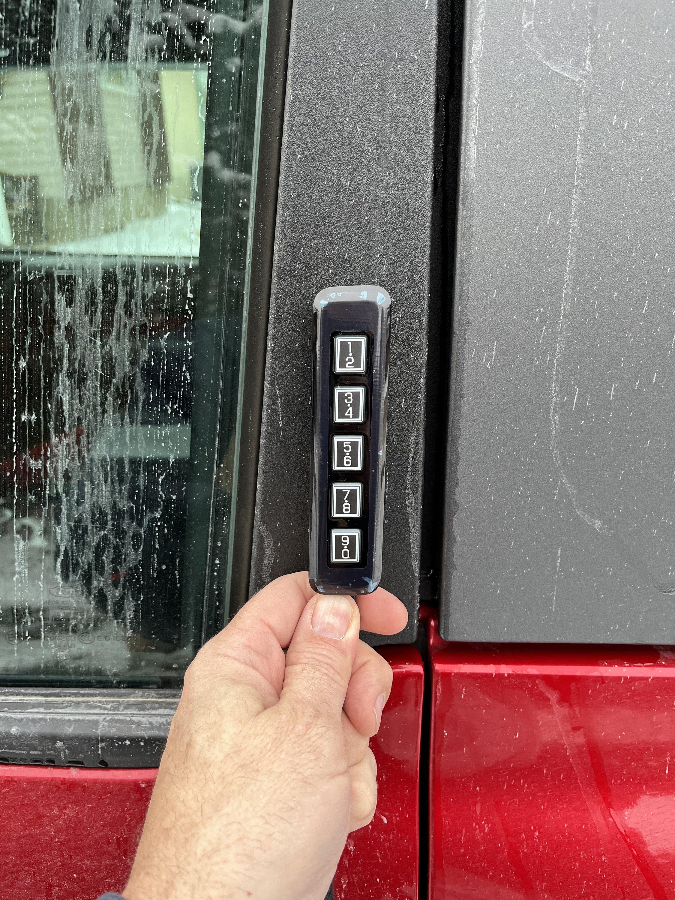 Ford Bronco B-pillar mounted keypad. 900DA234-CCE9-48B5-863C-1BE7B9A61BEB