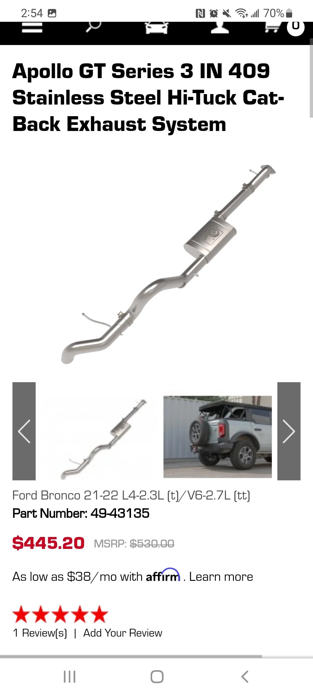 Ford Bronco Afe Apollo series cat back Screenshot_20221106-145440_Chrom