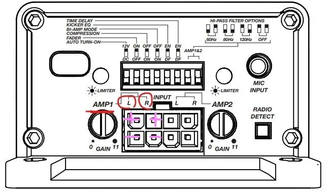 Ford Bronco Kicker Key Amp 200.4 Install DIY Video - Do this first! Inkedkey input