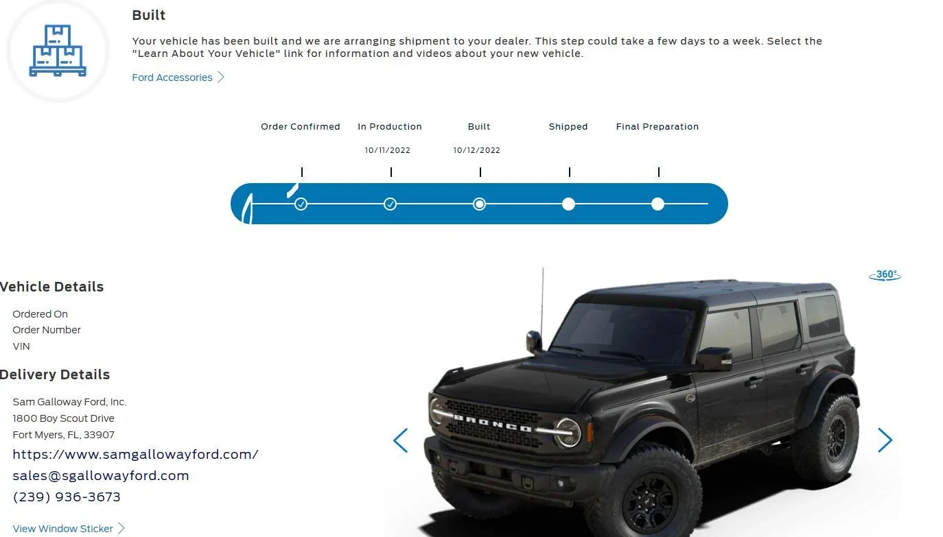 Ford Bronco Build week 10/3/22 Group BRnc