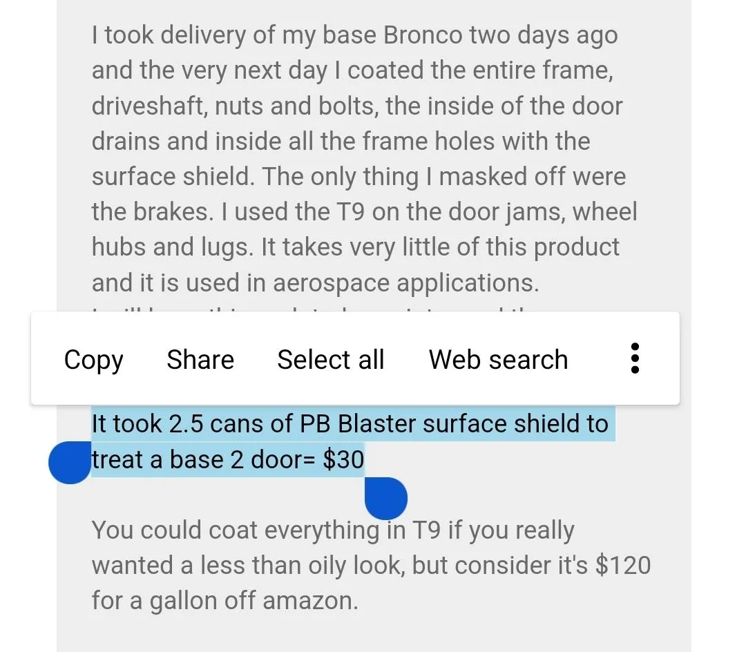 Ford Bronco Rust proofing using NEW PB Blaster Surface Shield & T9 -- DIY & Result Photos Screenshot_20221116-230222_Chrom