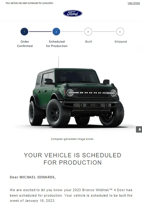 Ford Bronco 2023 order banks open? Bronco Fin