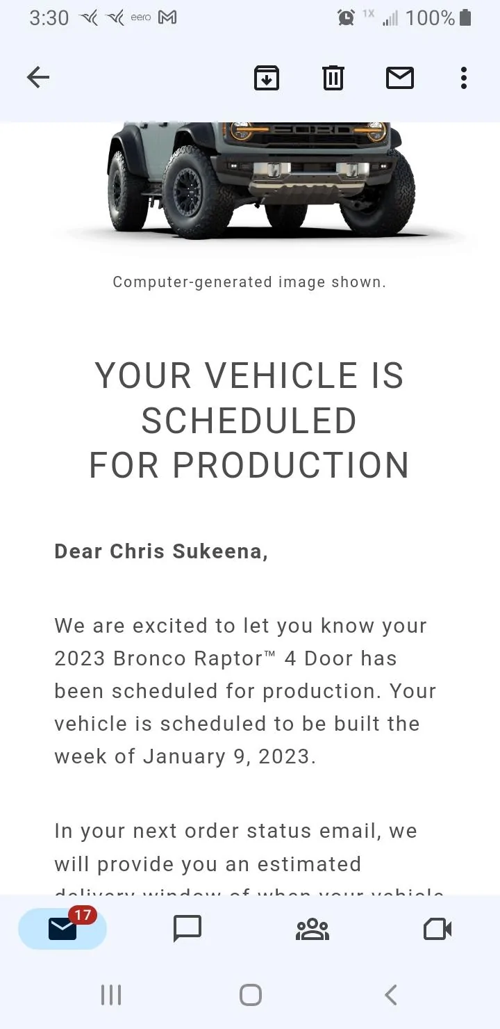 Ford Bronco 📬 Scheduling 11/17 for production weeks through 1/16 [Emails now rolling in!] Screenshot_20221116-153039_Gmail