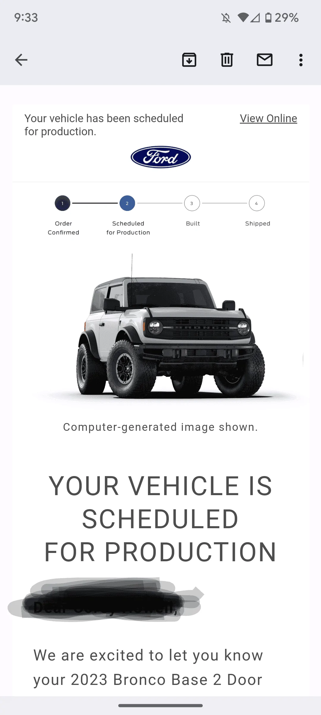 Ford Bronco 📬 Scheduling 11/17 for production weeks through 1/16 [Emails now rolling in!] Screenshot_20221117-213336