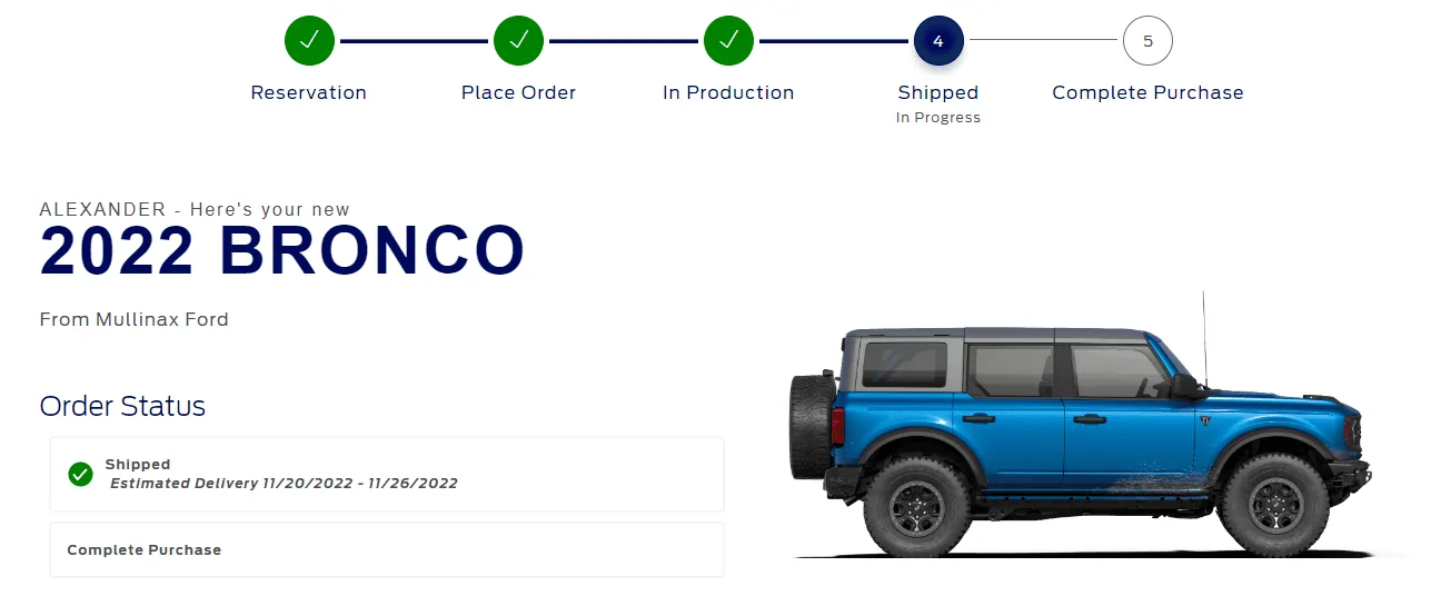 Ford Bronco 9/19/22 Build Week 1668776700820