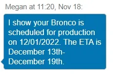Ford Bronco 11/28/2022 Build Week Screenshot 2022-11-18 112135