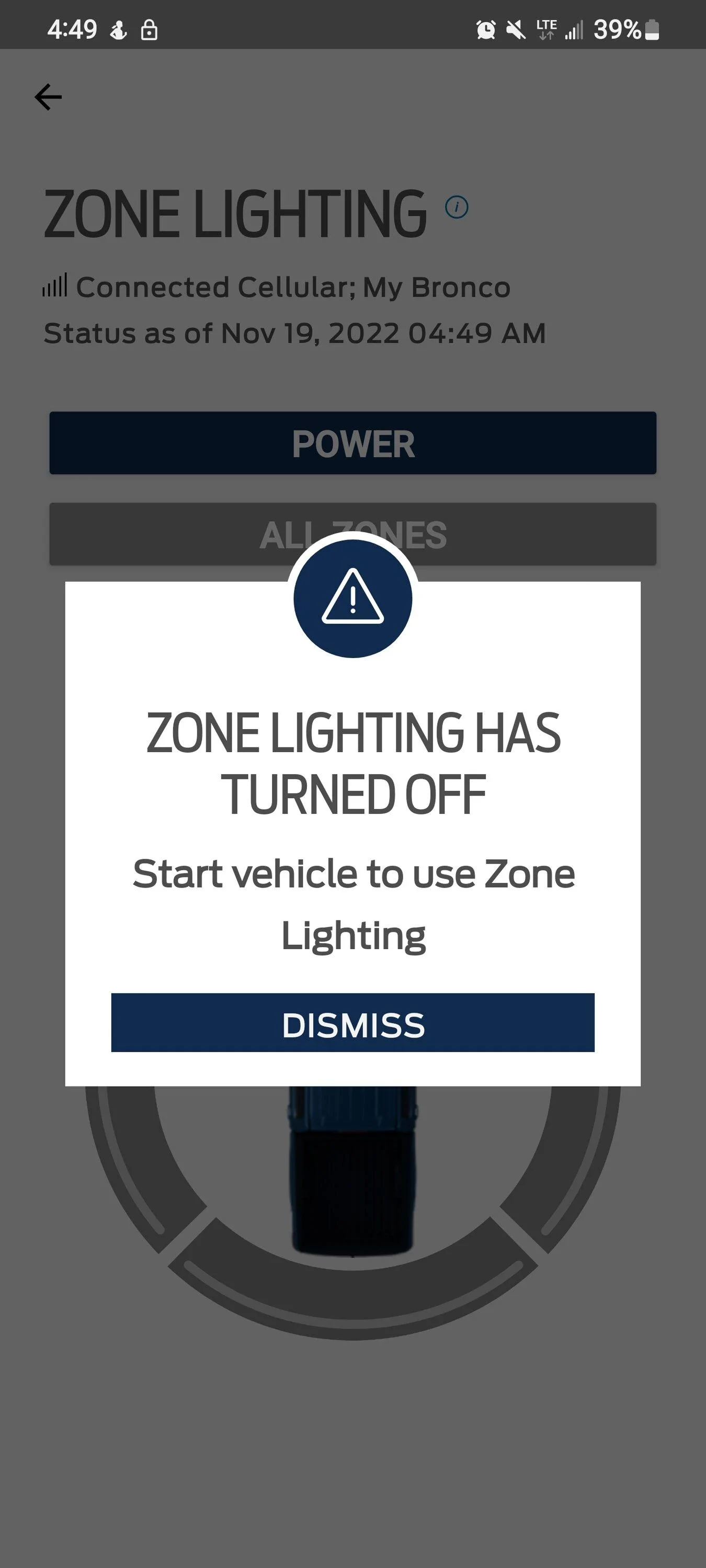 Ford Bronco Zone lighting won't work through Ford Pass. Screenshot_20221119-044947_FordPass