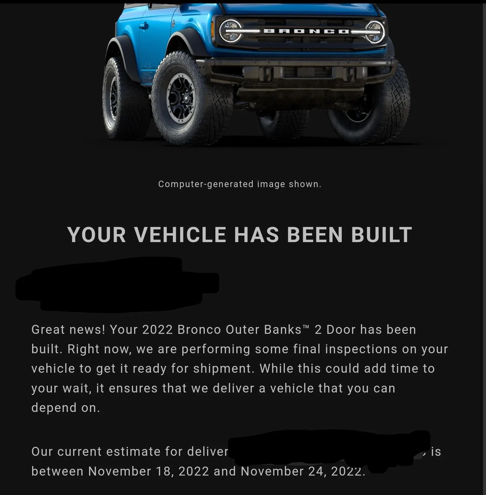 Ford Bronco 10/31/2022 build week group Screenshot_20221119_100710_Yahoo Mail