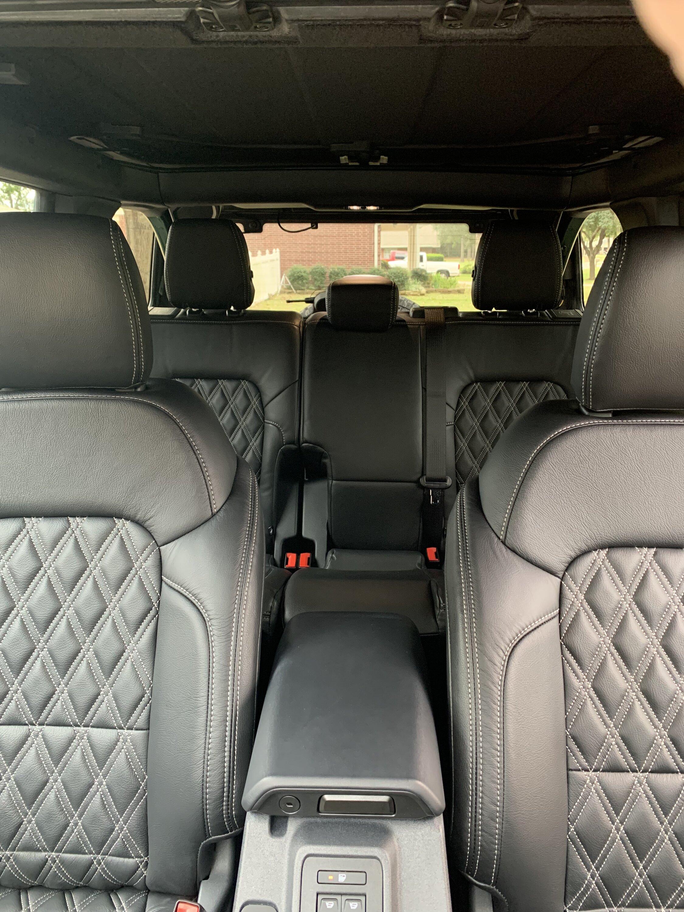 Ford Bronco Katzkin Black Leather Diamond Double Stitch Installed ♦ B2E954B3-2309-4787-900C-17684DD2327C