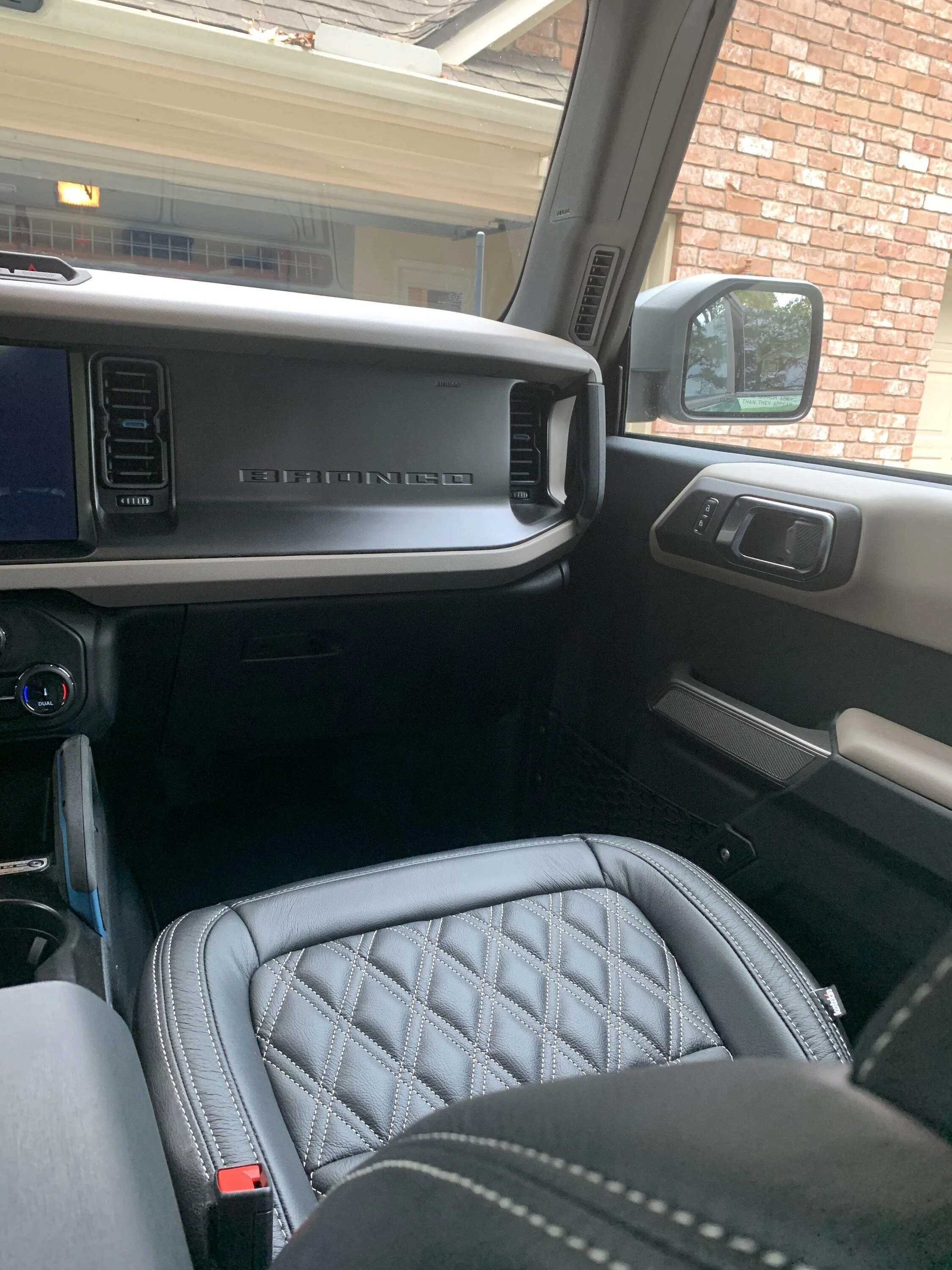 Ford Bronco Katzkin Black Leather Diamond Double Stitch Installed ♦ D410BC45-9192-4742-9811-3F088EE6E1D4
