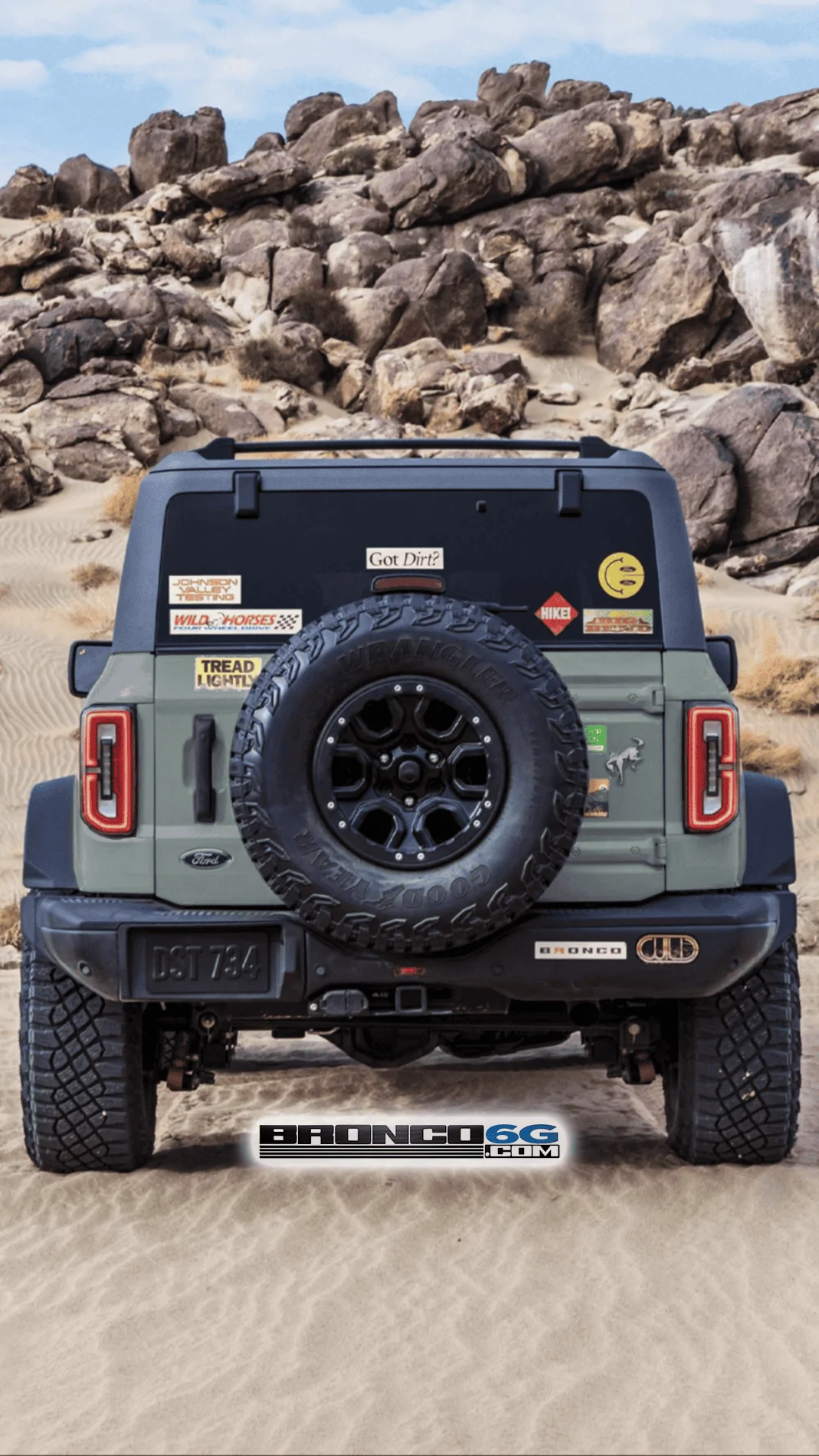 Ford Bronco Bronco Sasquatch Rear Rendered in Production And Other Colors 2021-bronco-cactusgreygreen-png