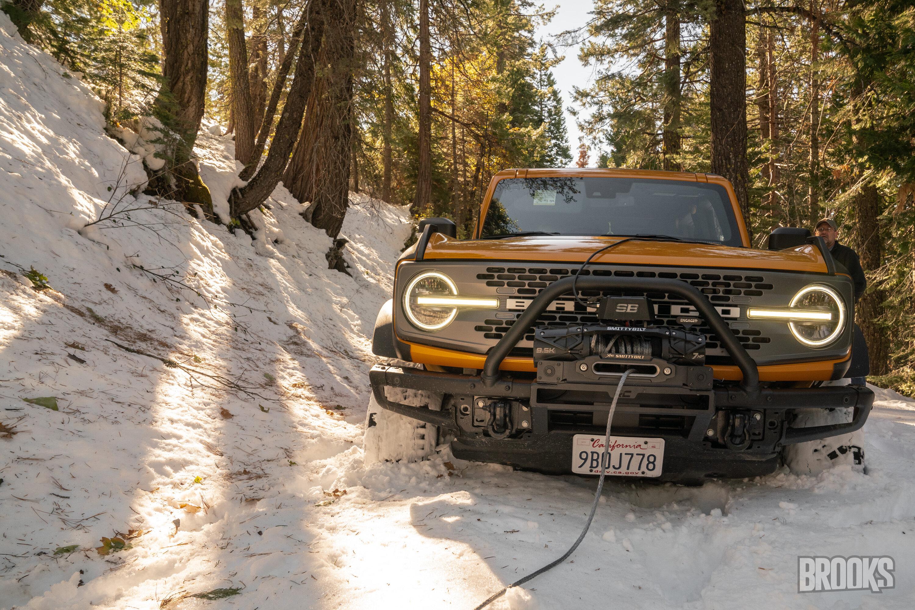 Ford Bronco Northern CA group drive up Poker Flat to Saddleback Mountain - a little detour, but still had fun buried