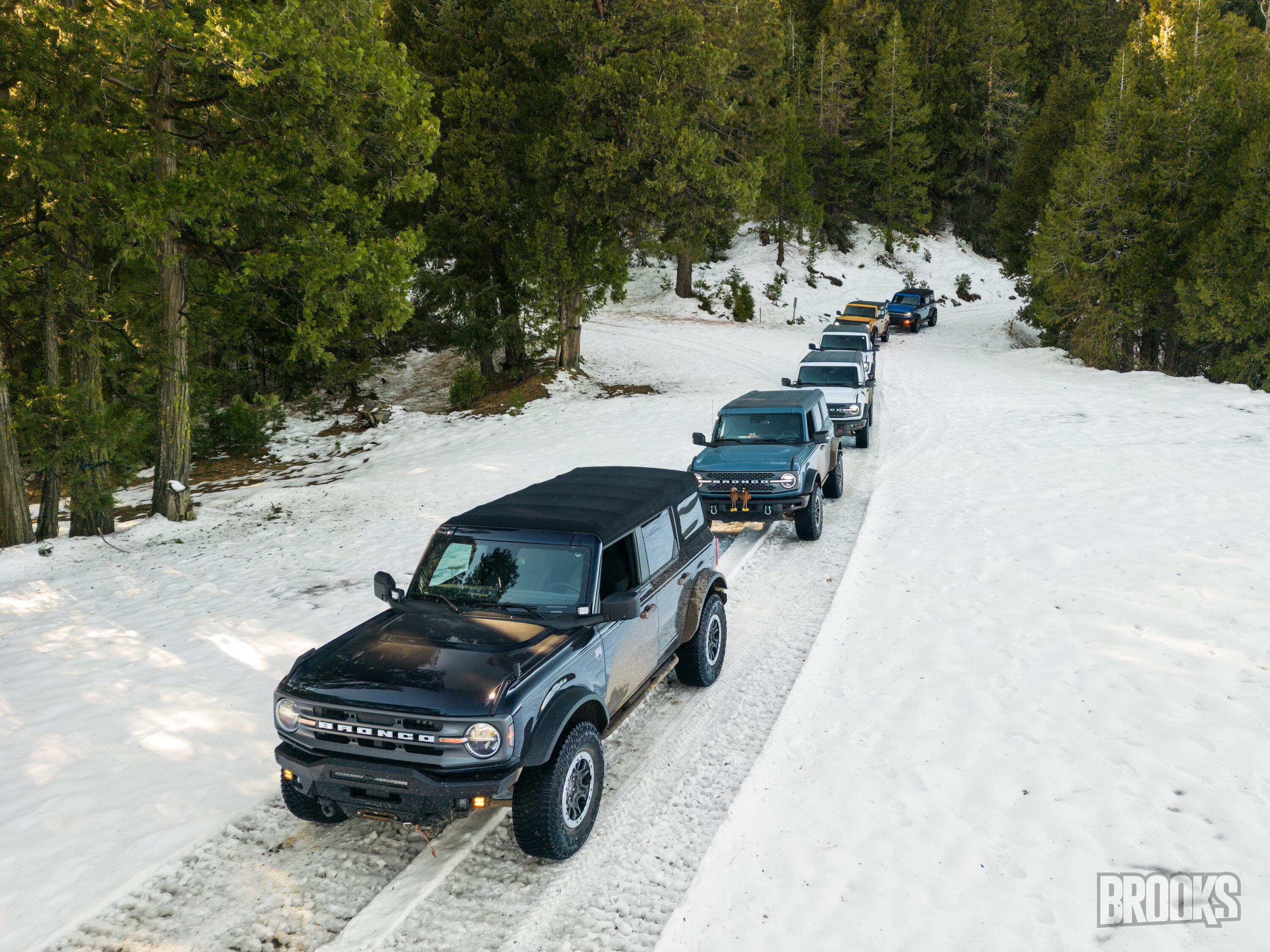 Ford Bronco Northern CA group drive up Poker Flat to Saddleback Mountain - a little detour, but still had fun lineup with Jacob in front