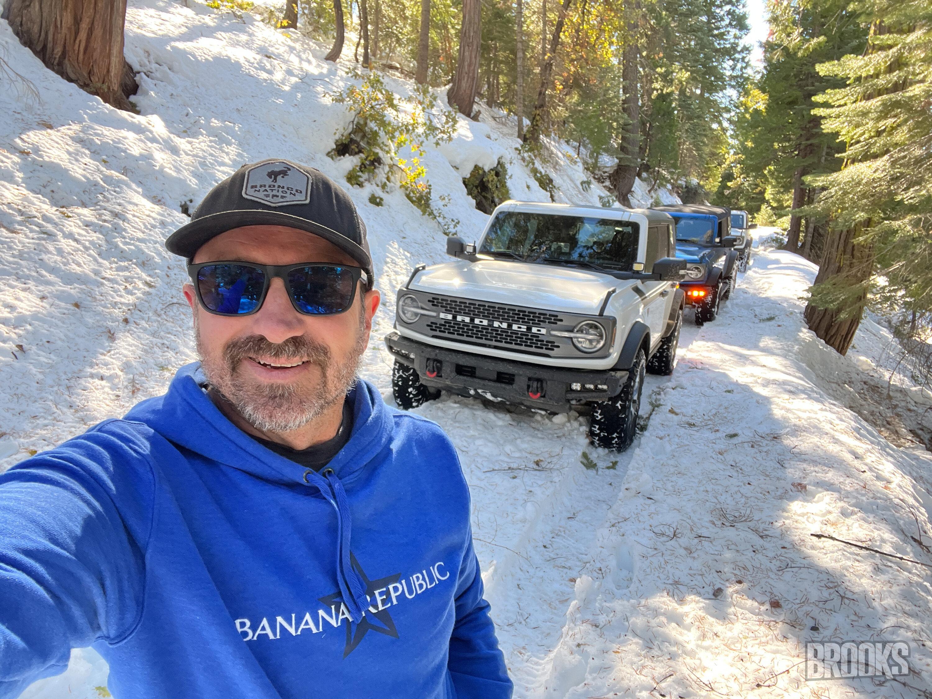 Ford Bronco Northern CA group drive up Poker Flat to Saddleback Mountain - a little detour, but still had fun selfie broncos