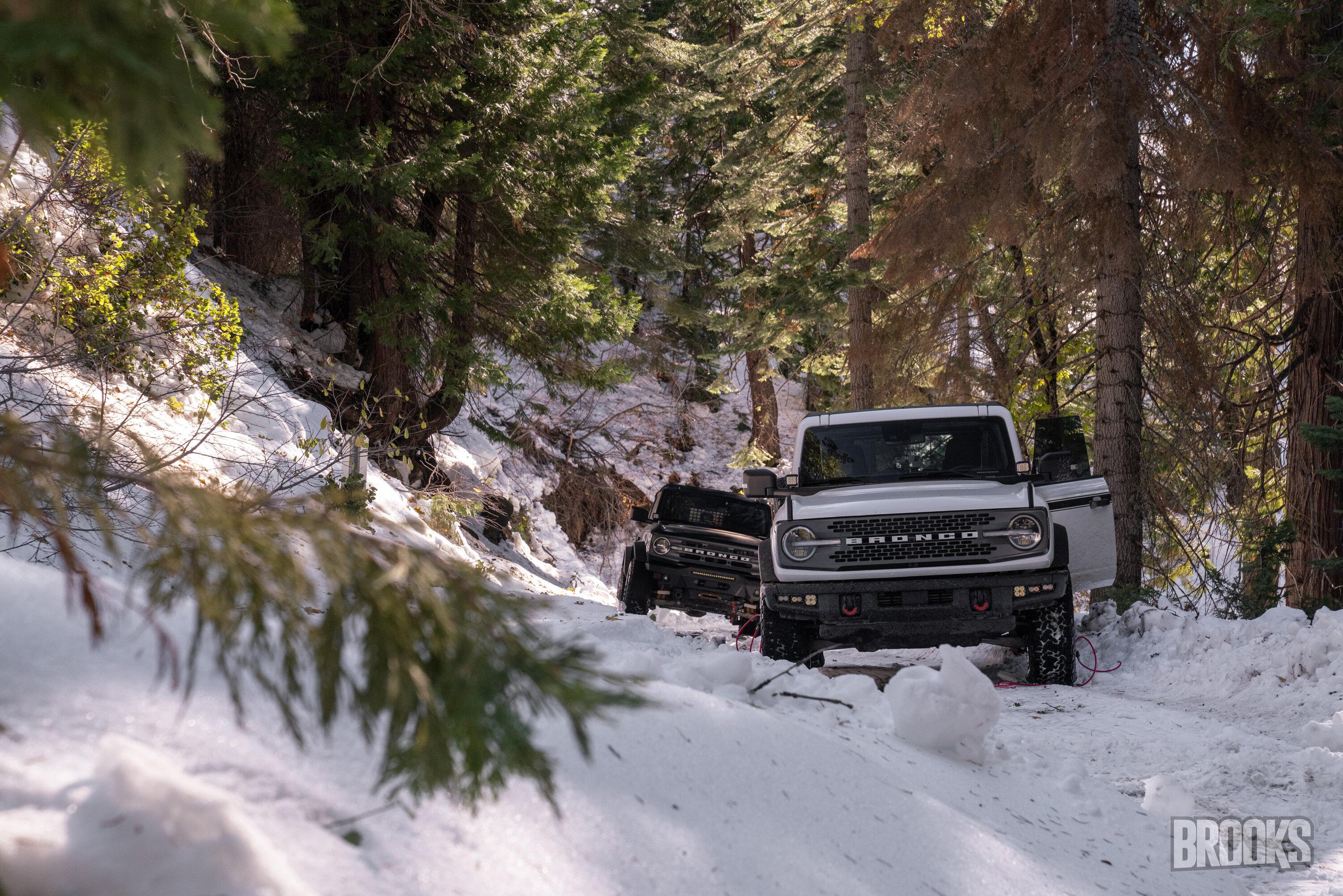Ford Bronco Northern CA group drive up Poker Flat to Saddleback Mountain - a little detour, but still had fun white bronco