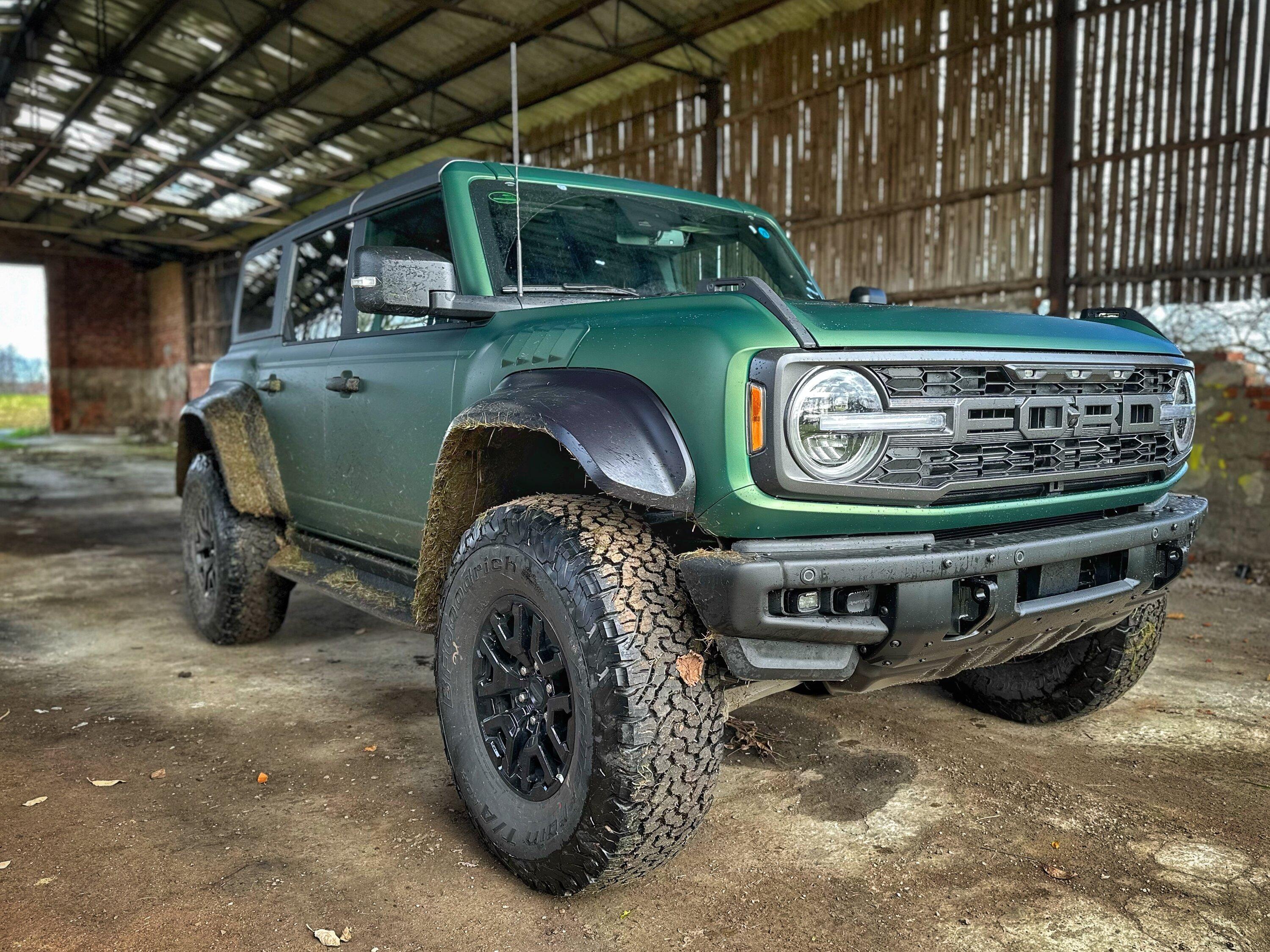 Ford Bronco Eruption Green Bronco Raptor wrapped in satin stealth PPF wrap with black bumper 270C2BA3-21C0-43A9-AB8B-7E0DAA366F54