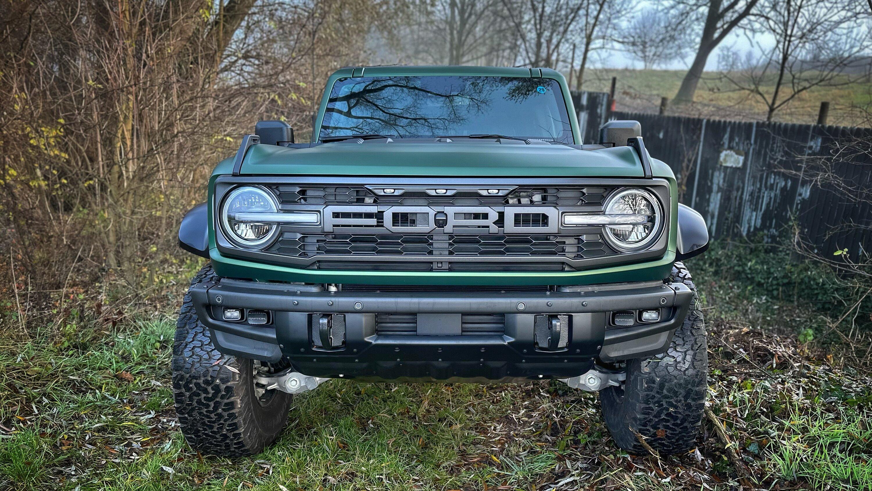 Ford Bronco Eruption Green Bronco Raptor wrapped in satin stealth PPF wrap with black bumper C079A8F1-D17B-46C3-B019-F6D913F2E3F2