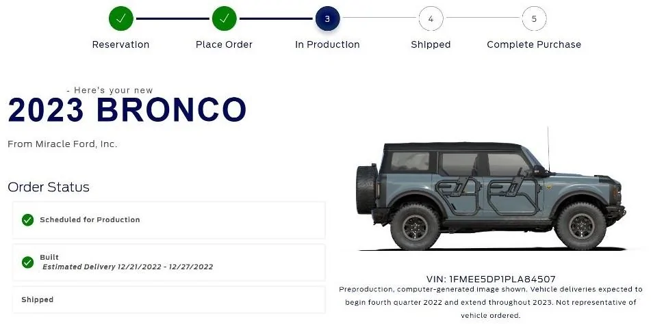 Ford Bronco 11/21/2022 Build Week w/Spreadsheet o7tP2O8