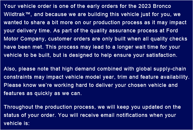 Ford Bronco Confirmation email question 1669772097759