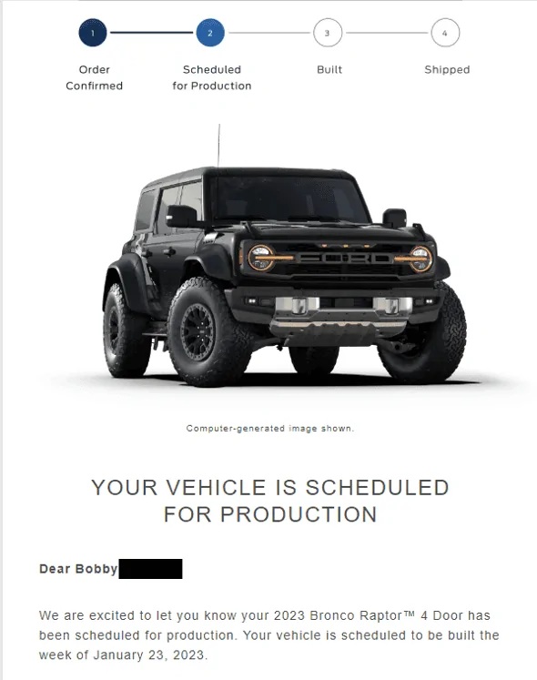 Ford Bronco ⏳ Bronco Raptor now being scheduled for production & VIN assigned 1669929479929
