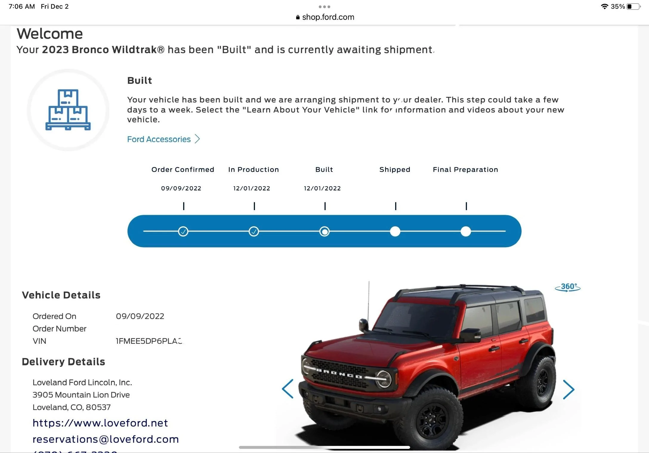 Ford Bronco 11/28/2022 Build Week 333BFEEB-C656-4256-B976-54EA7FBB0EEC