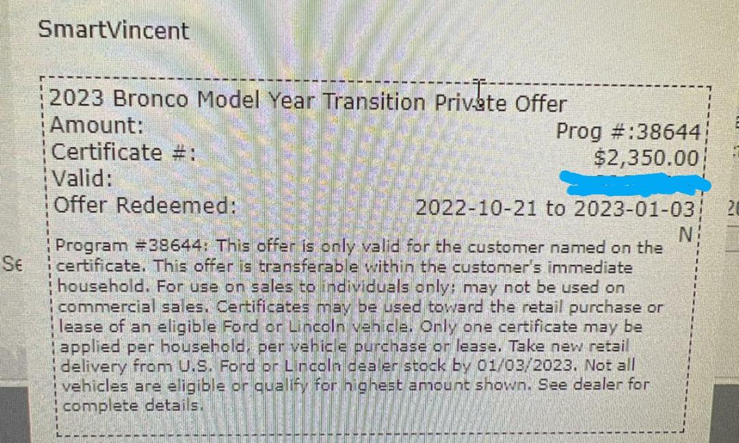 Ford Bronco Ultimate 2023MY PRICE PROTECTION Flowchart Screenshot_20221202-203640_Messages