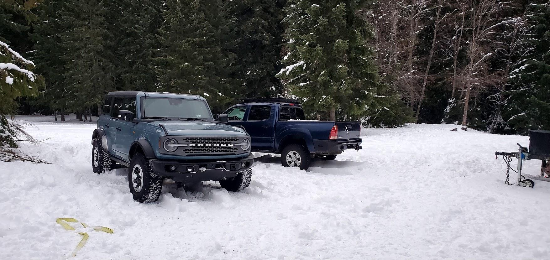 Ford Bronco Cold Weather Wheeling and Camping Trip  w/ Jeep Buddies Bronco & Taco