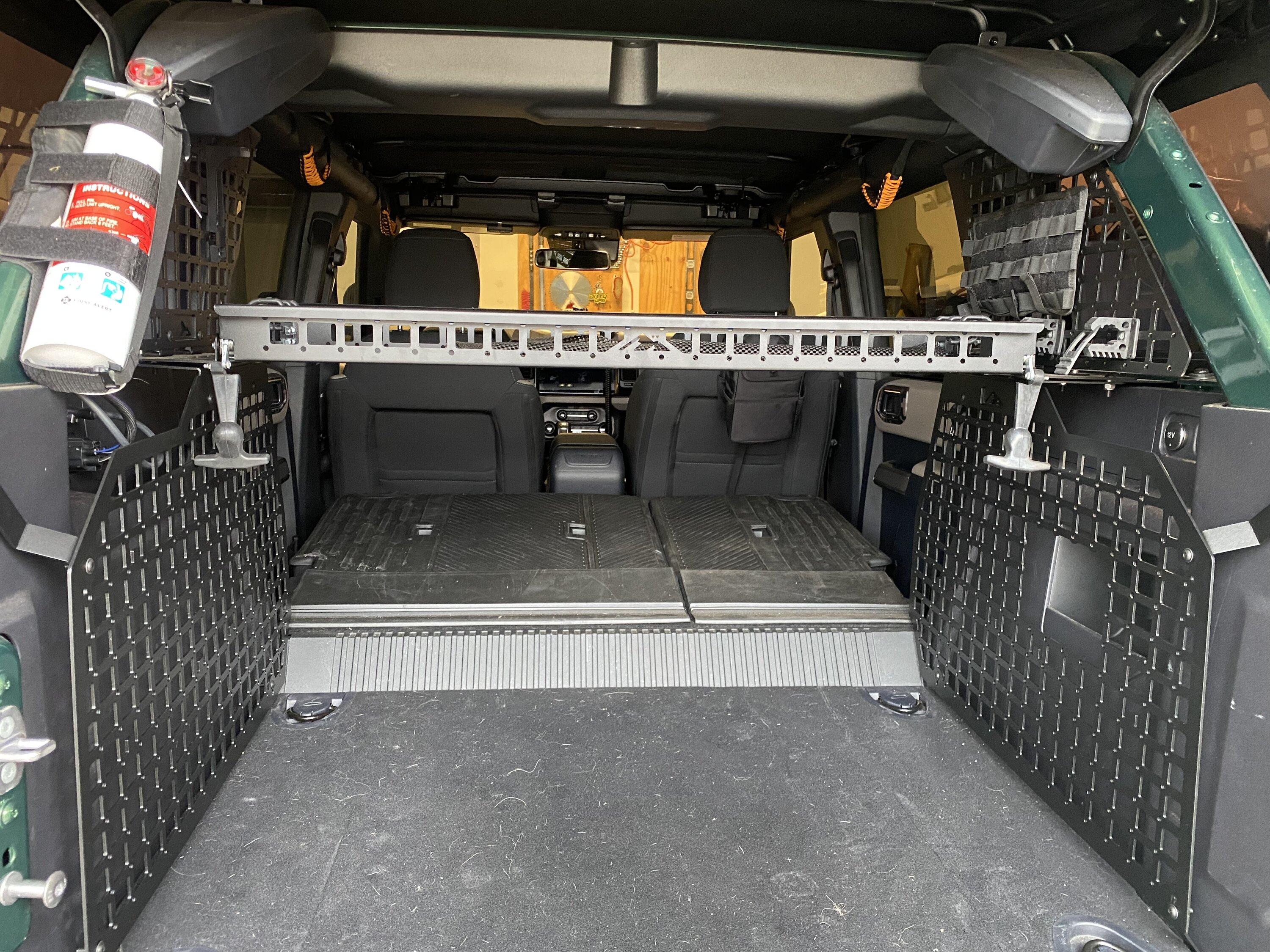 Ford Bronco Mountains2Metal modular cargo system install 16566537-DC49-4E99-927B-533C31203EFD