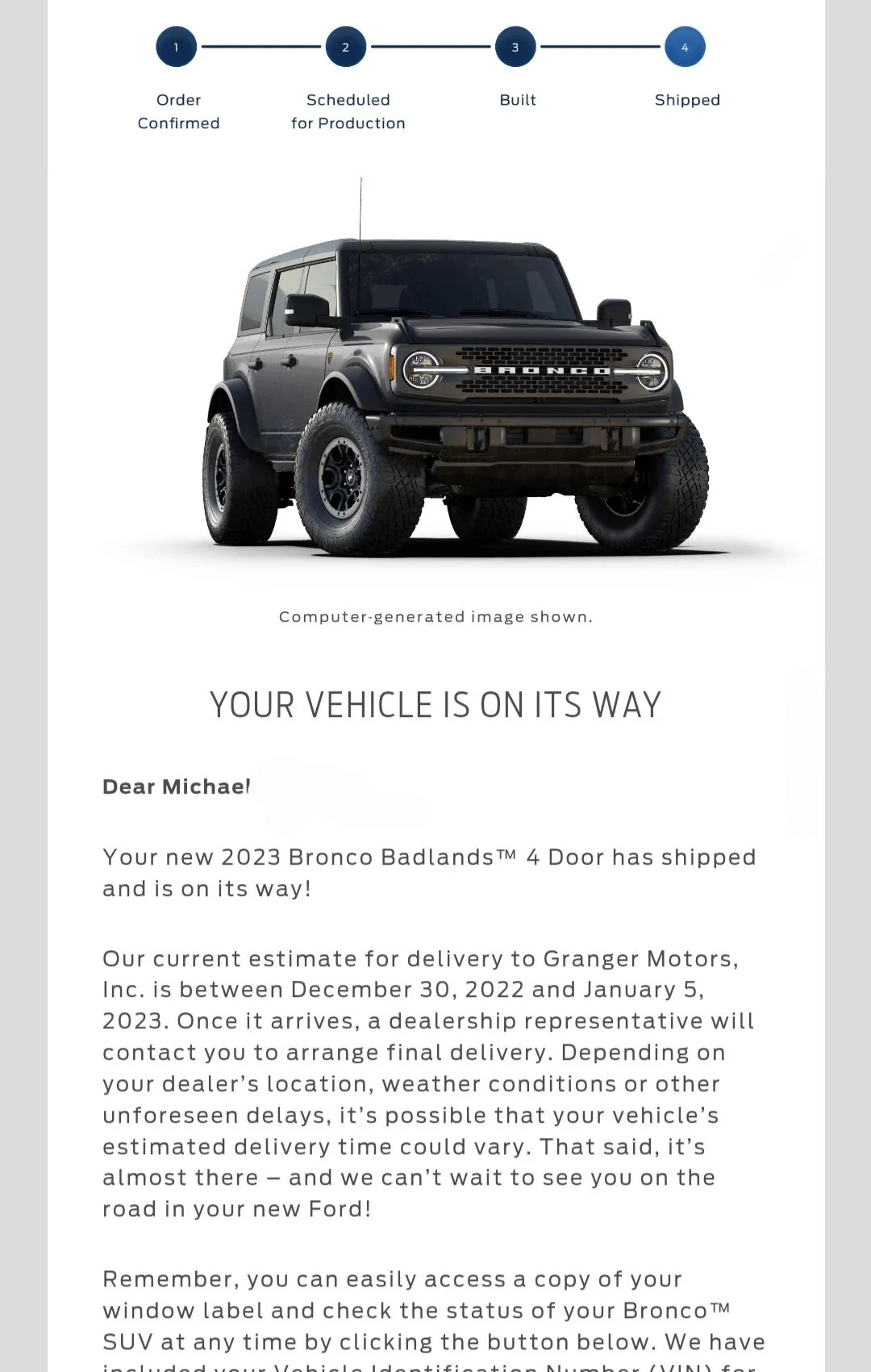 Ford Bronco 12/5/2022 Build week with spreadsheet Screenshot_20221210-075536_Email