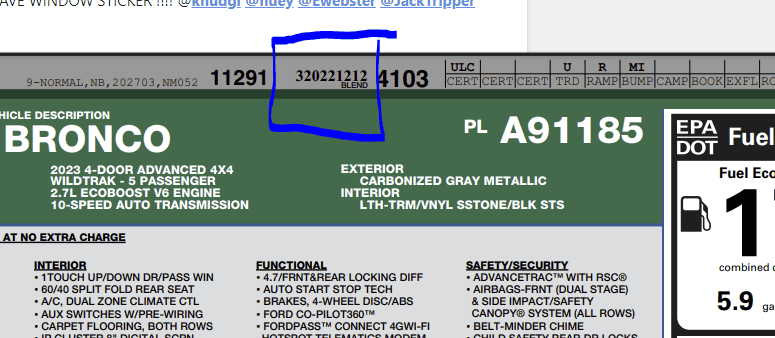 Ford Bronco 12/12/2022 build week with spreadsheet 1670887640754