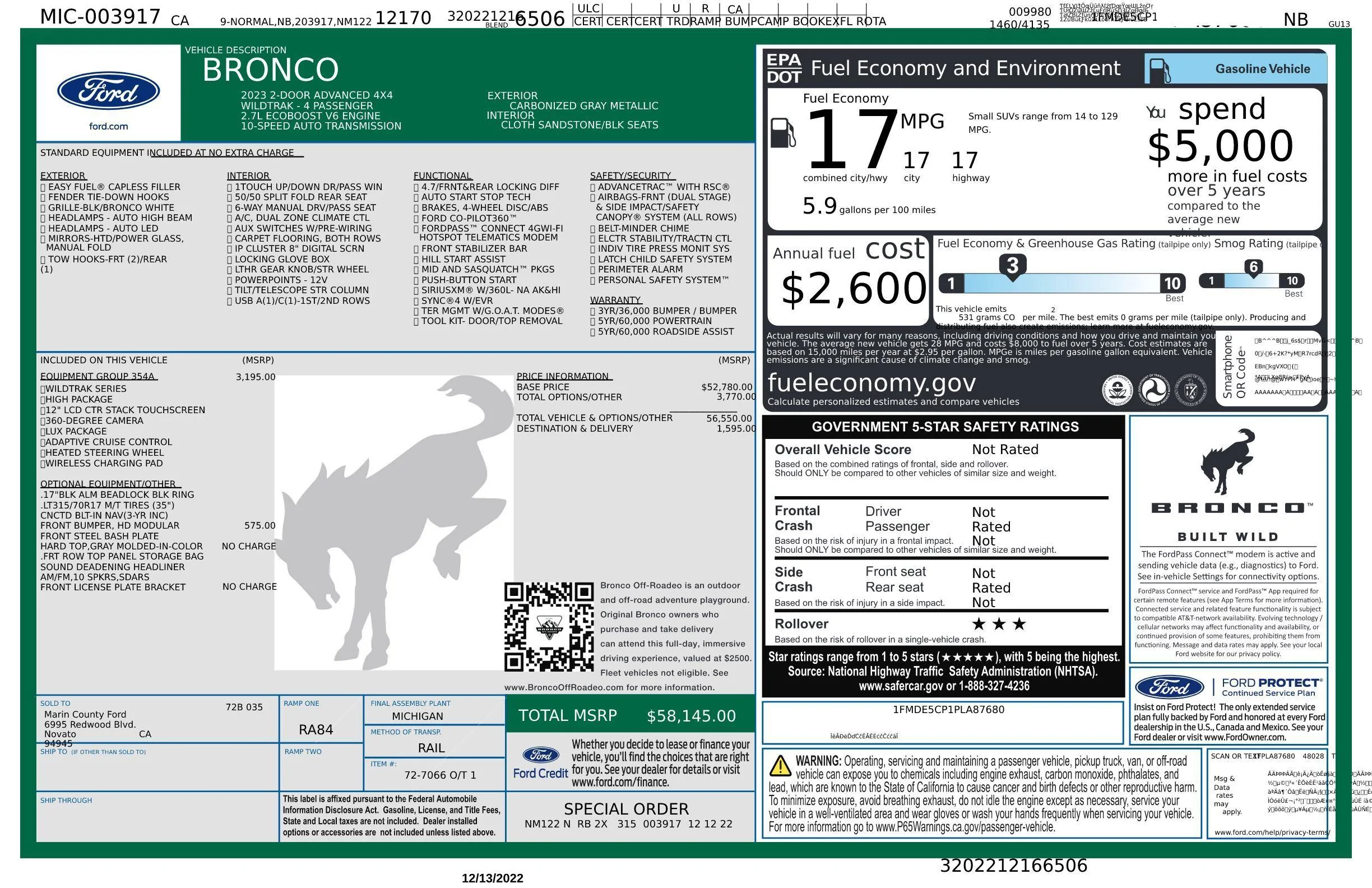 Ford Bronco 12/12/2022 build week with spreadsheet windowsticker-pdf (1)