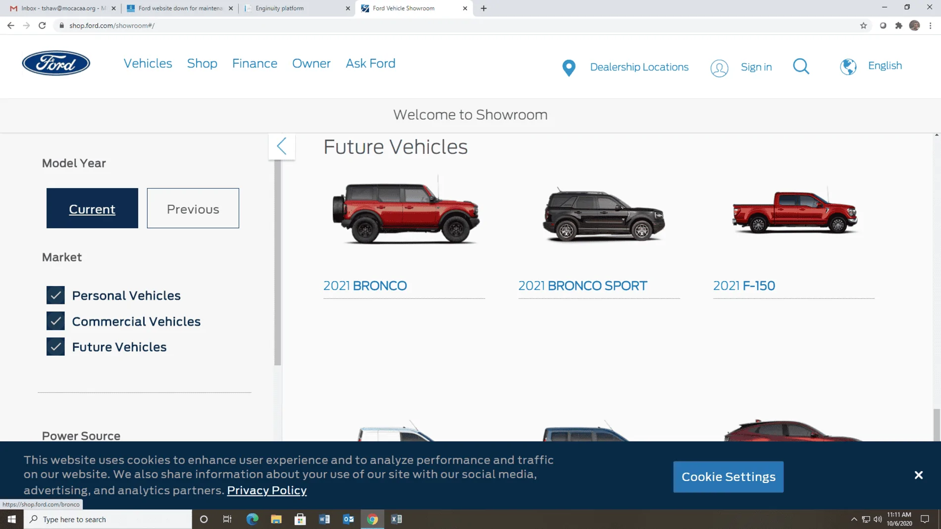 Ford Bronco Ford website down for maintenance 1602000735400