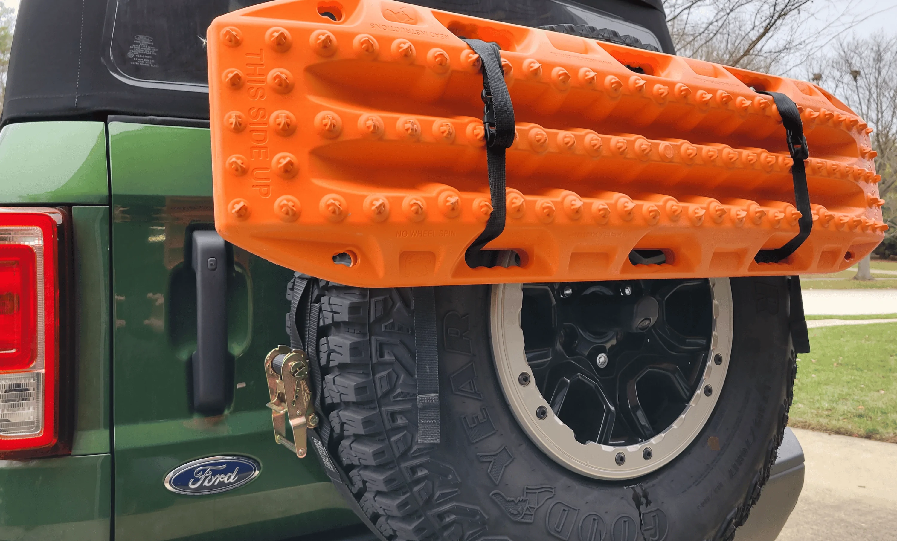 Ford Bronco Maxtrax Spare Tire Mount - Only 3 Straps & camera / sensor compatible Screen Shot 2022-12-13 at 2.55.44 PM