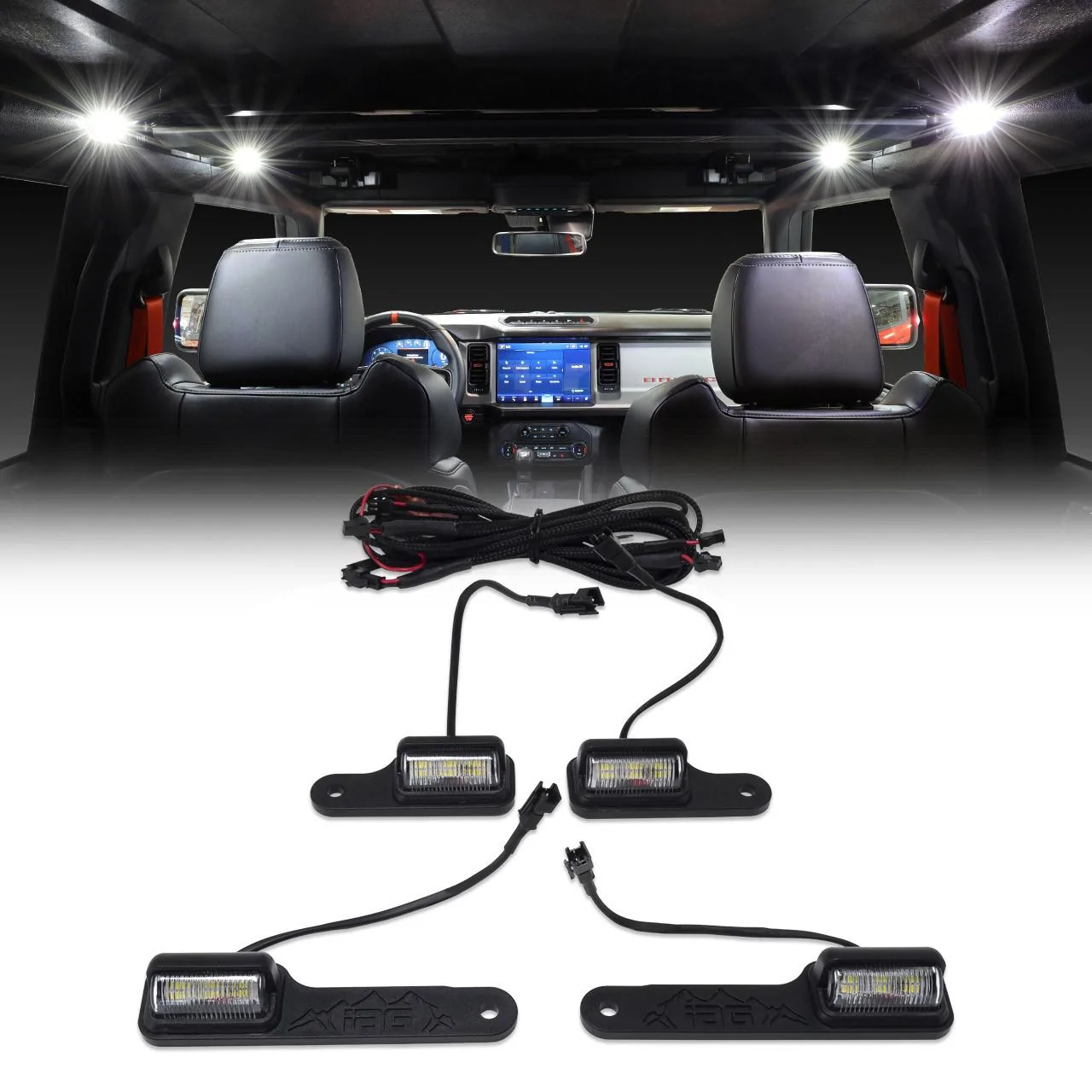 Ford Bronco New Product Release: IAG Four Piece Interior Dome Light Kit with Harness IAG-ACC-F3150-01__67172