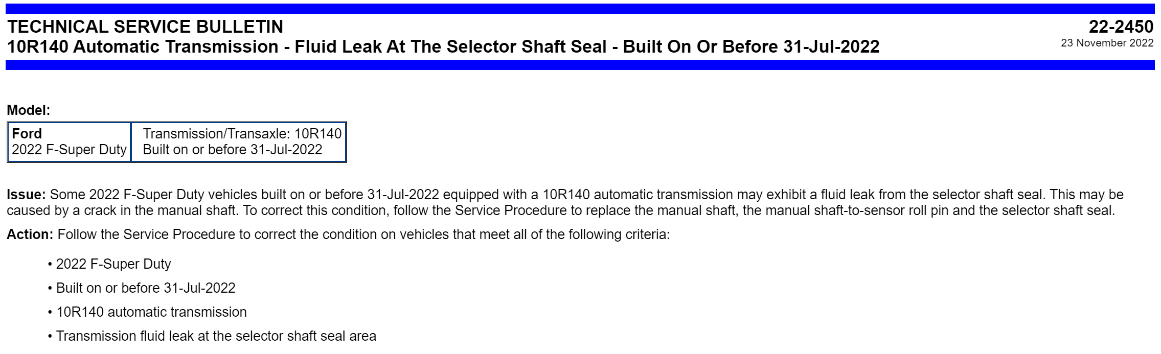 Ford Bronco 10spd Transmission Leak 1671567785330