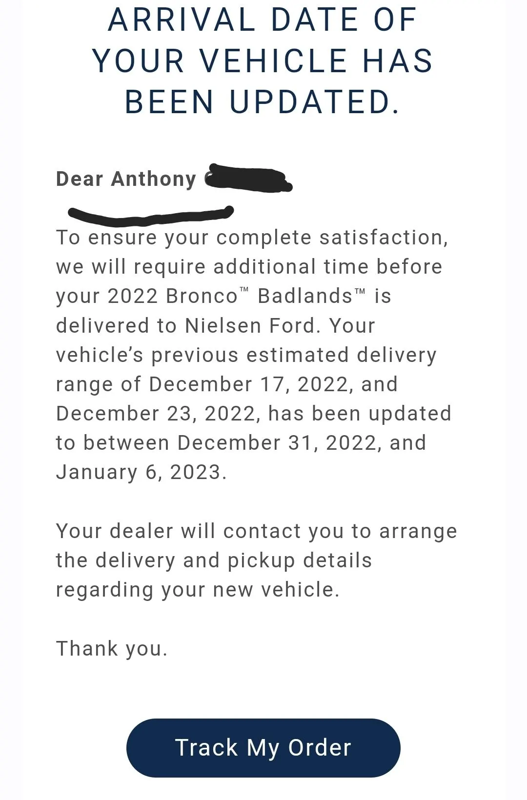 Ford Bronco 11/14/22 Build Week - w/Spreadsheet Screenshot_20221220_202617_Gmail