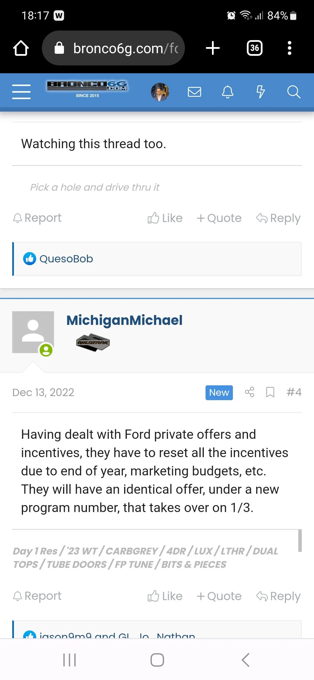 Ford Bronco 12/12/2022 build week with spreadsheet Screenshot_20221221_181714_Chrom